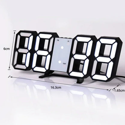 3D LED Digitaluhr aus Acryl + ABS, zeigt Zeit, Temperatur, Datum und Wecker; Tisch-/Wanduhr, Maße 16,3 × 6 × 1,65 cm