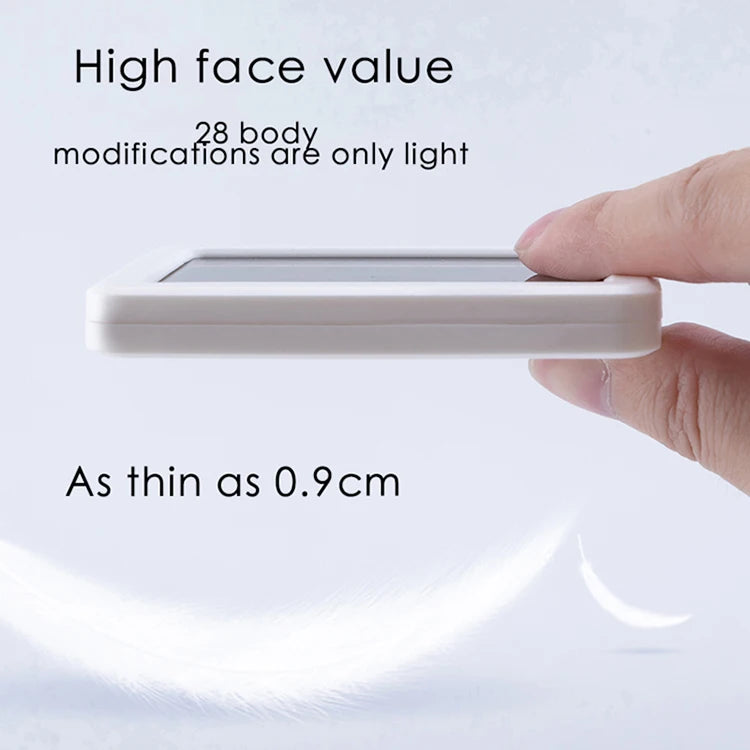 Digitale Schreibtischuhr Niditon in Weiß, dünn (0,9 cm), kompakt, wird von Hand gehalten – ideale Tisch- oder Wanduhr.