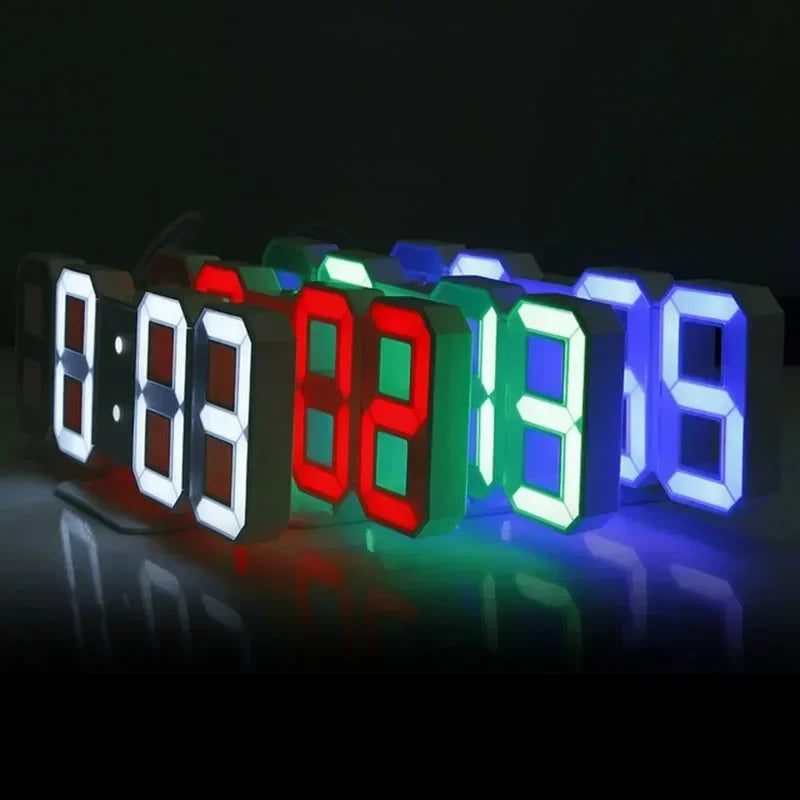 3D LED Digitaluhr aus Acryl + ABS; LED-Anzeige zeigt Zeit, Datum, Temperatur und Wecker – Tisch- und Wanduhr.