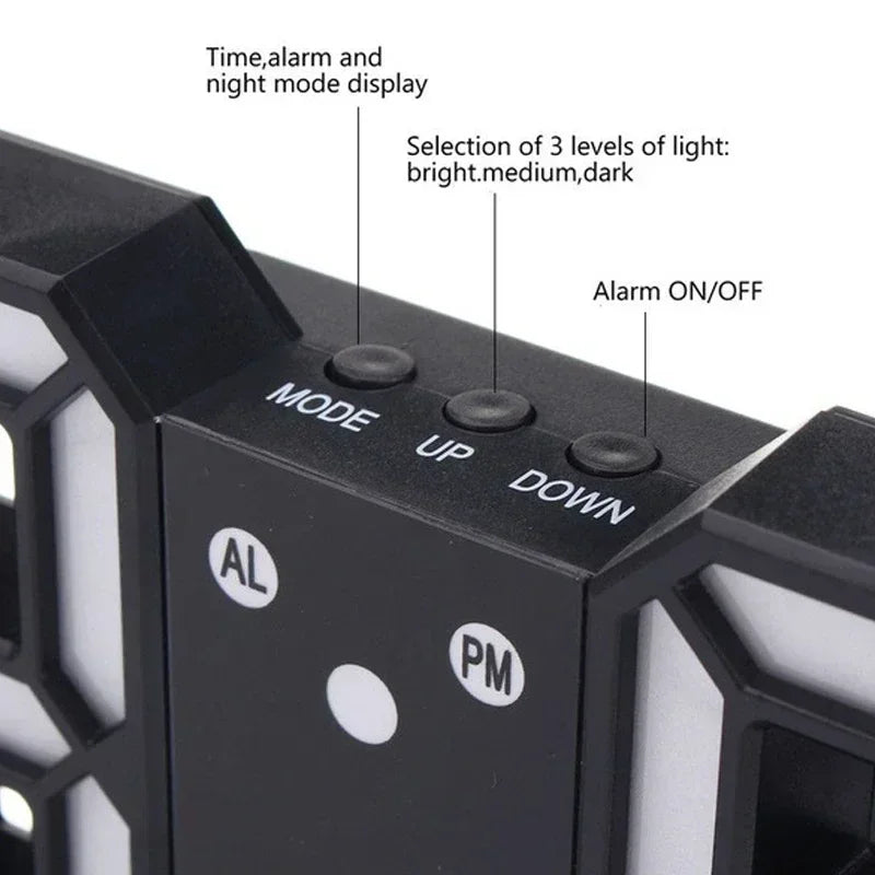 3D-LED-Digitaluhr aus Acryl/ABS, zeigt Zeit, Datum, Temperatur und Wecker; Tisch- und Wandmodell.